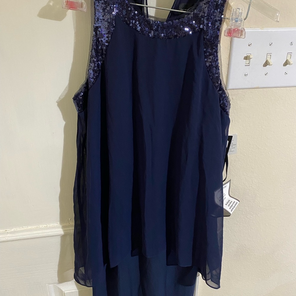 Betsy Adam Sleeveless Sequin Popover Sheath Dress